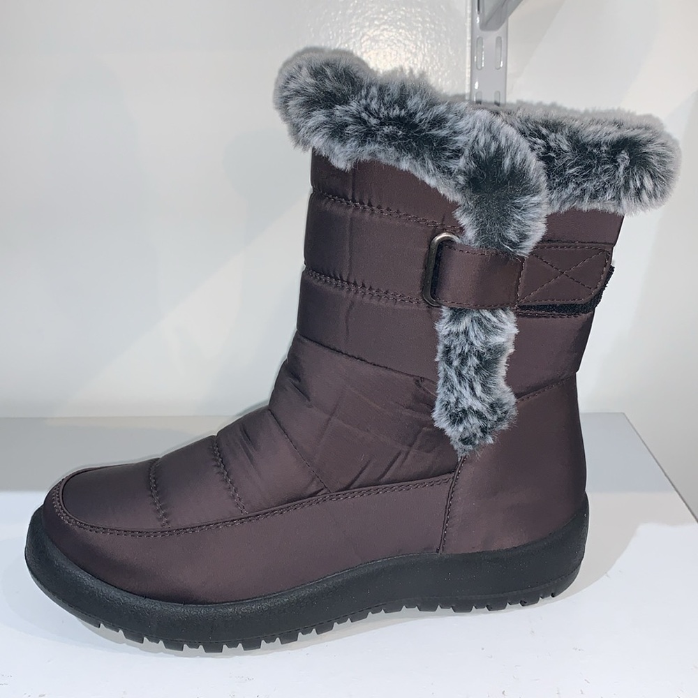 MID CALF FUR LINED BROWN BOOTS